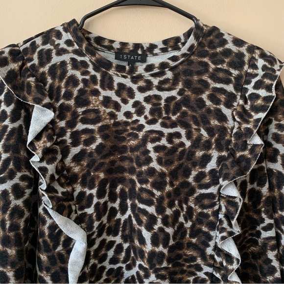 1. State Leopard Print Ruffle Sweatshirt - Picture 4 of 14